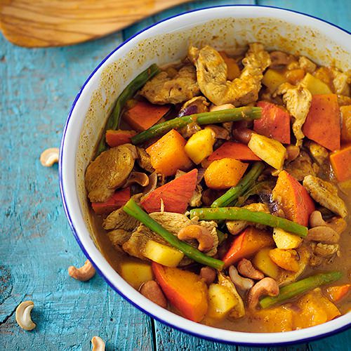 goedkeuren Doe mee raket Kipcurry met pompoen en sperziebonen - recept - okoko recepten