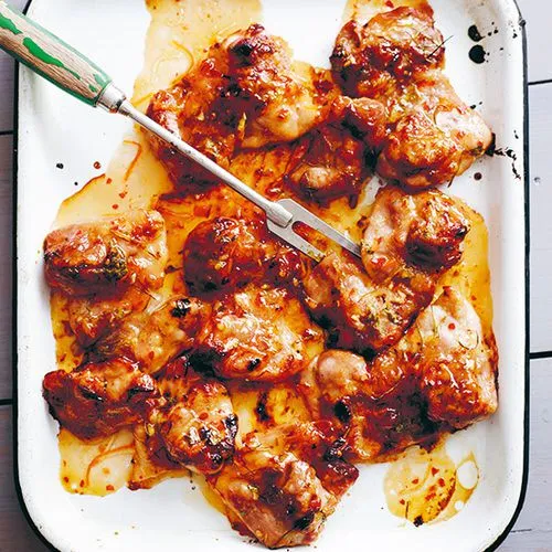 Gemarineerde kippendijen uit de oven