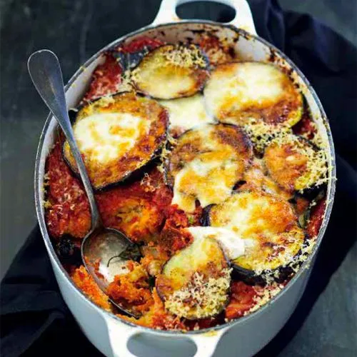 Aubergine en mozzarella uit de oven