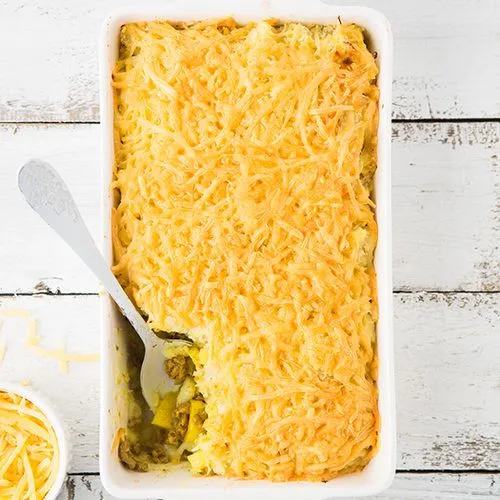 Ovenschotel met bloemkool, gehakt en appel
