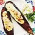 Gevulde aubergine met gehakt, tomaat en bechamelsaus