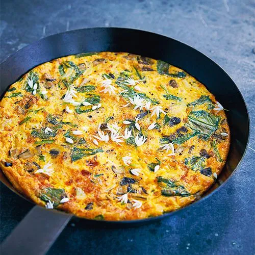 Frittata met daslook en shiitake