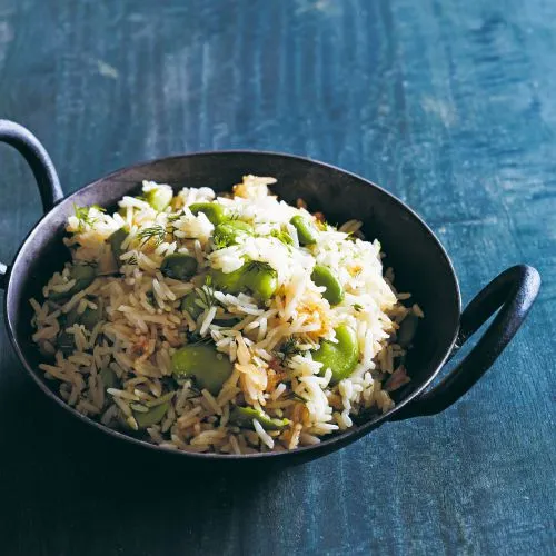 Pilaf met tuinbonen