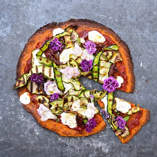 Pizzabodem van zoete aardappel
