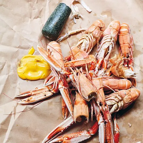 Langoustines met saffraanmayonaise