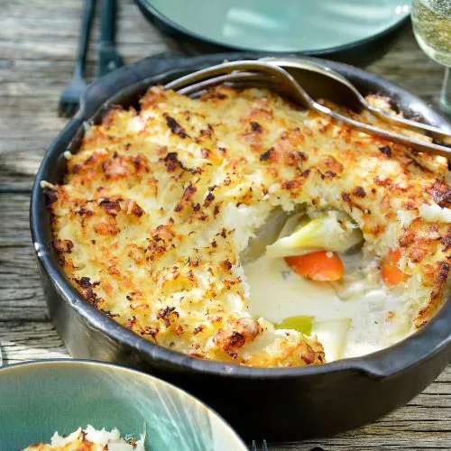 Groenten met een saus van bloemkoolpuree