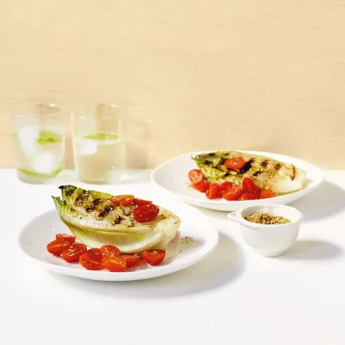 Gegrilde little gem met dukkah