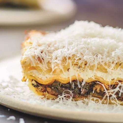 Lasagne met boerenkool en champignons