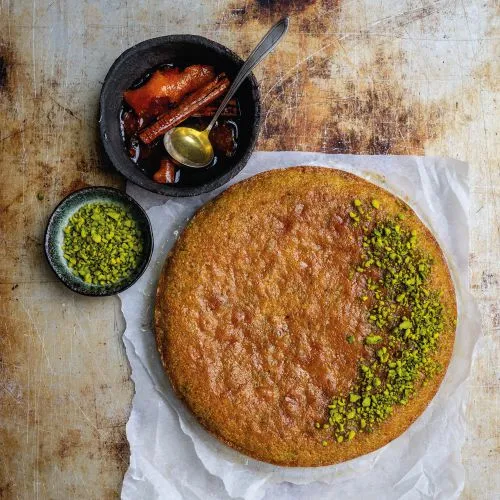 Pistachecake met suikersiroop