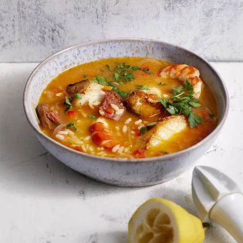 Vissoep met chorizo