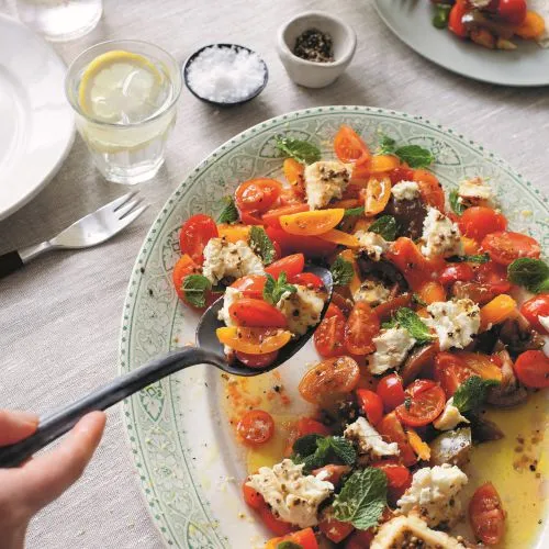 Feta geroosterd met citroen en tomaten