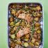Zalm met groene asperges, aardappel en hazelnoot
