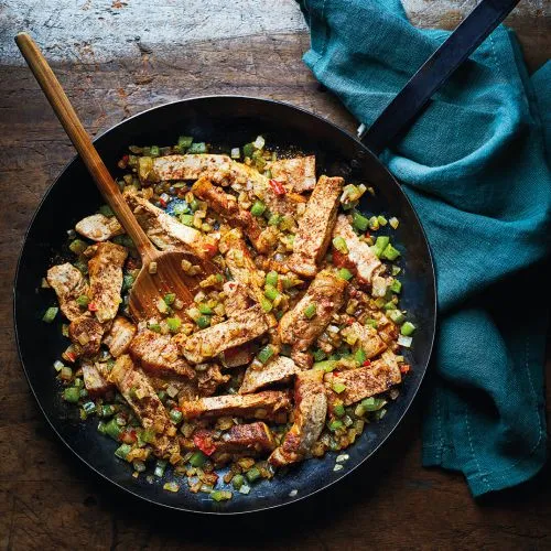 Varkenskarbonades met chilipeper en zout