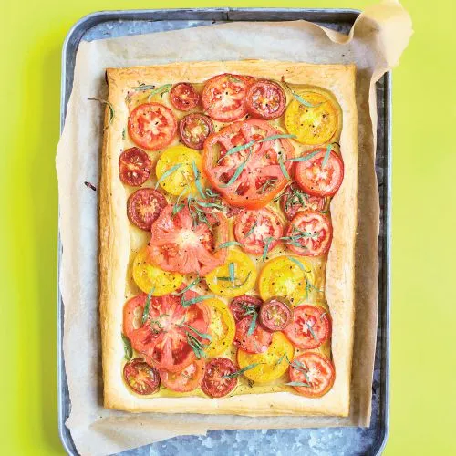 Franse tomaten-mosterdplaattaart met dragon