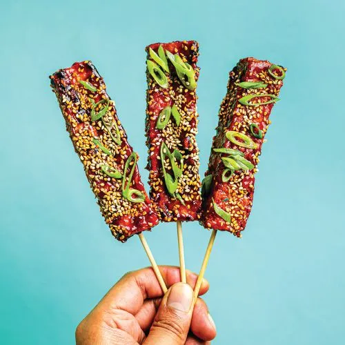 Sweet en spicy tofuspiesjes