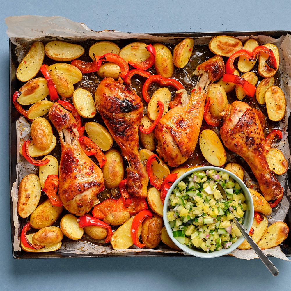 Geroosterde pittige kippenpoten met krieltjes recept okoko recepten