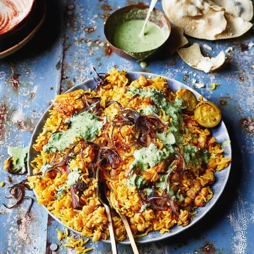Pakistaanse biryani met kikkererwten