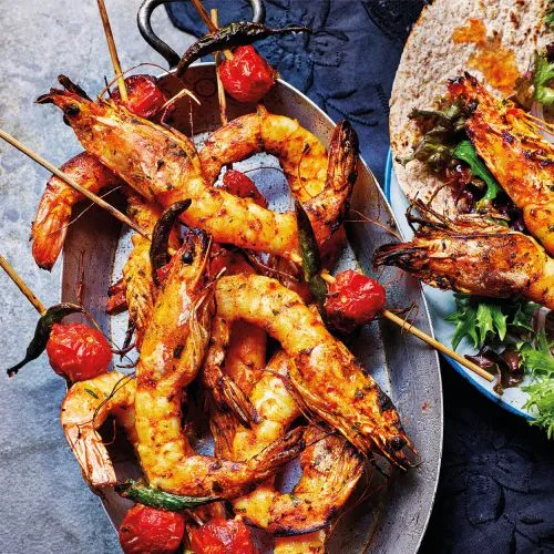 Tandoori garnalen uit de airfryer
