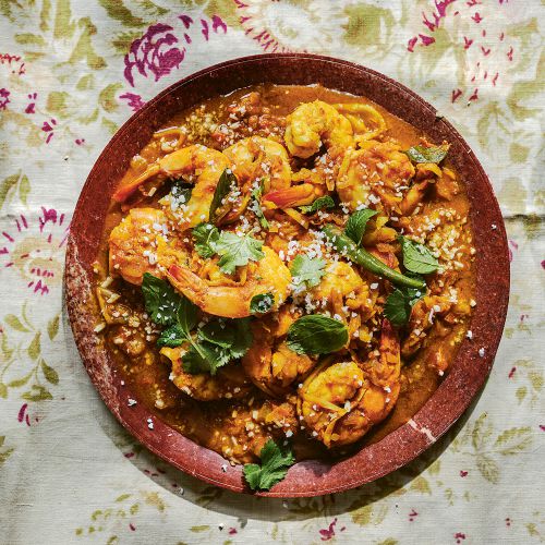 Pittige garnalencurry met mango