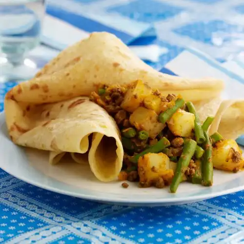 Surinaamse roti met vegetarisch gehakt