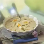 Aardappelsoep met prei en spekjes
