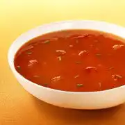 Tomatensoep met maïs en ham