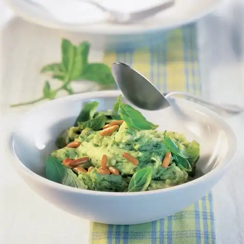 Aardappelpuree met basilicum