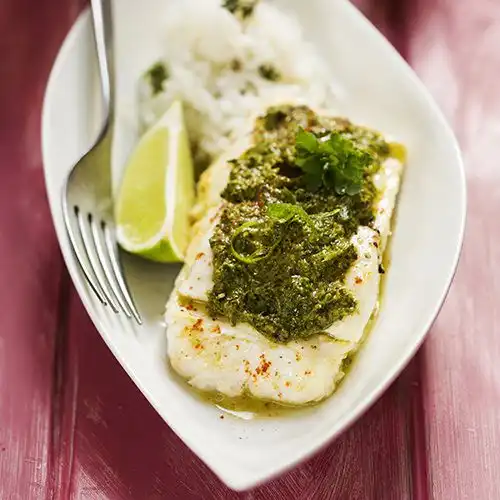 Kabeljauw met pesto en mozzarella