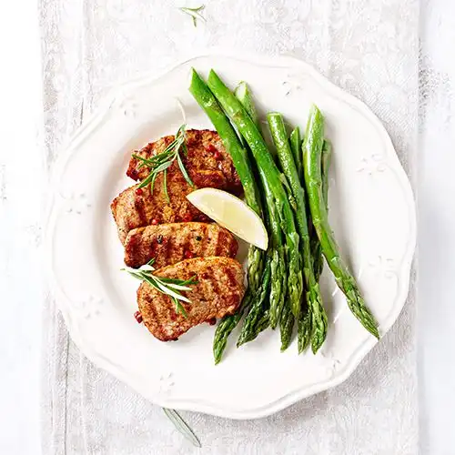 Varkenshaas met groene asperges