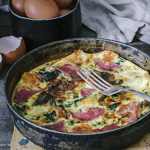 Frittata met ham en artisjokharten
