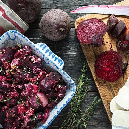 Gegratineerde bieten met geitenkaas