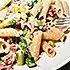 Penne met groene asperges en salami